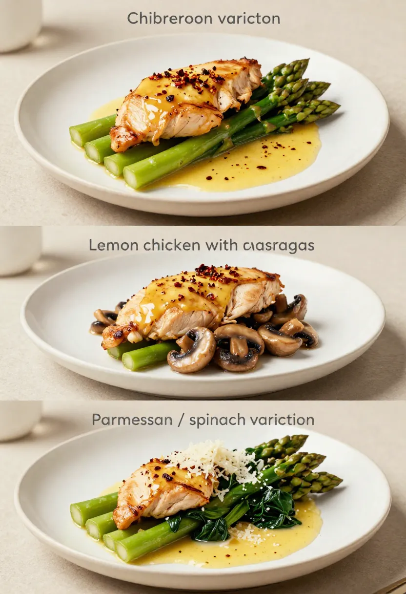 Collage of lemon chicken variations with mushrooms, cheese, and spices