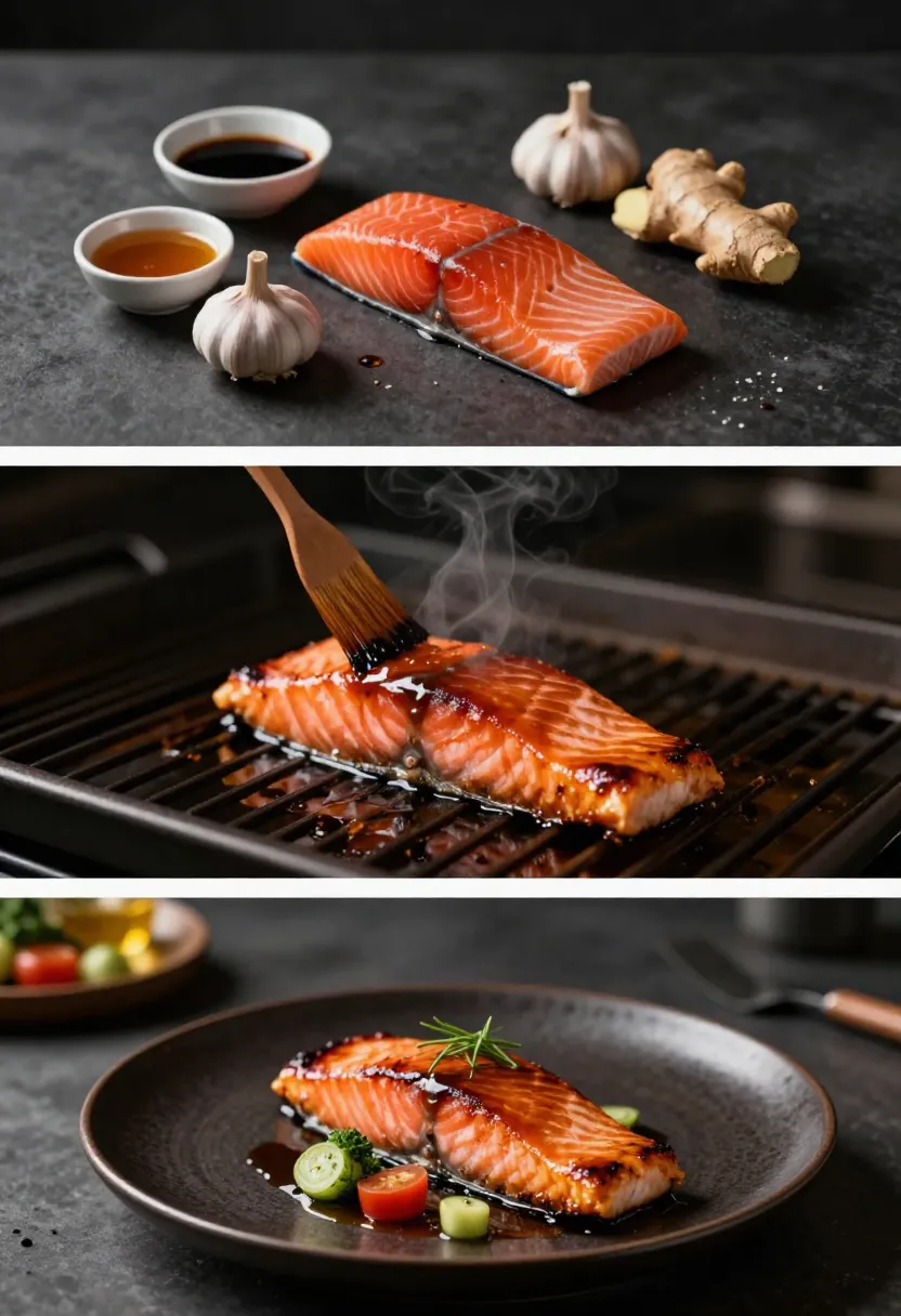 Soy glazed salmon with deep caramelized finish