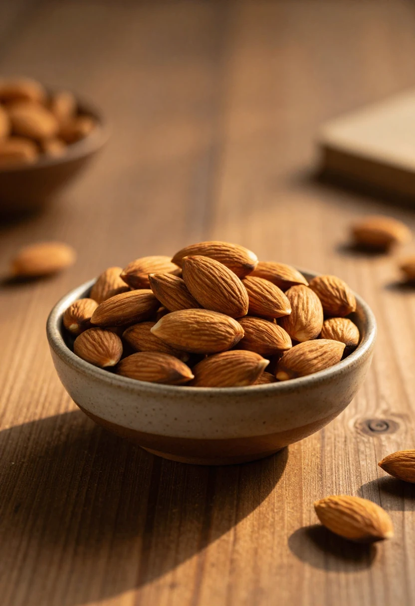 A bowl of almonds as a skin-friendly snack rich in vitamin E