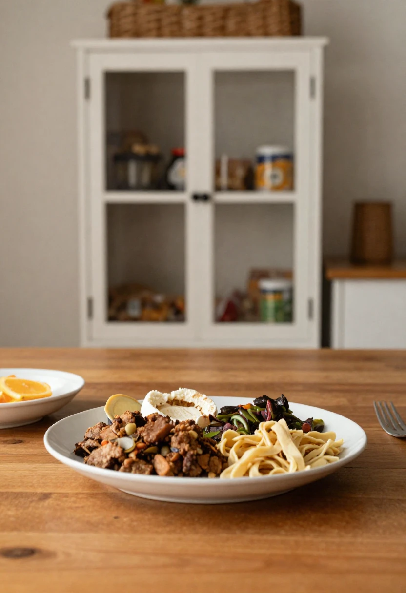 Simple healthy mealtime setup that reflects an easy, structured eating routine