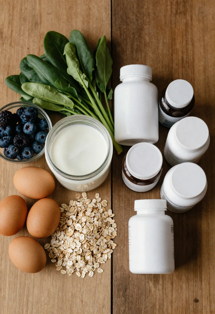 Whole foods and supplements side by side for comparison