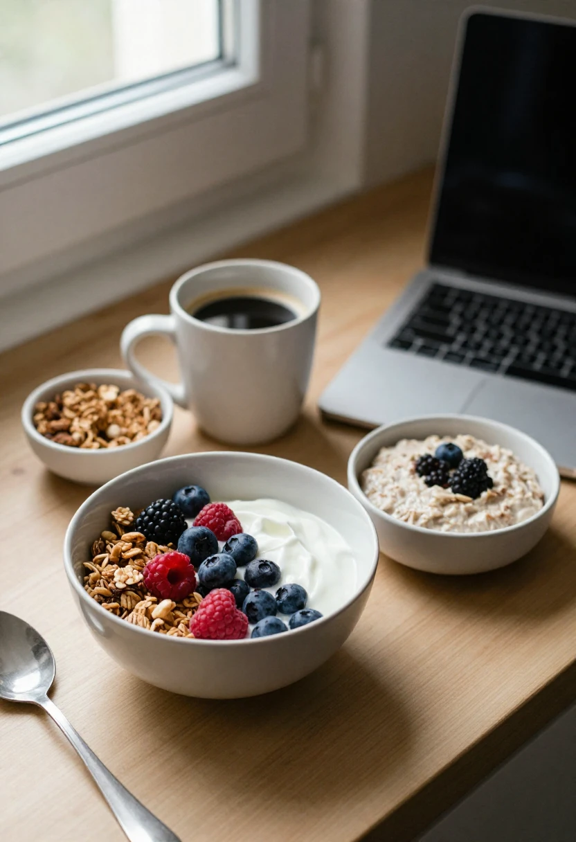Easy healthy breakfast for a busy work morning.