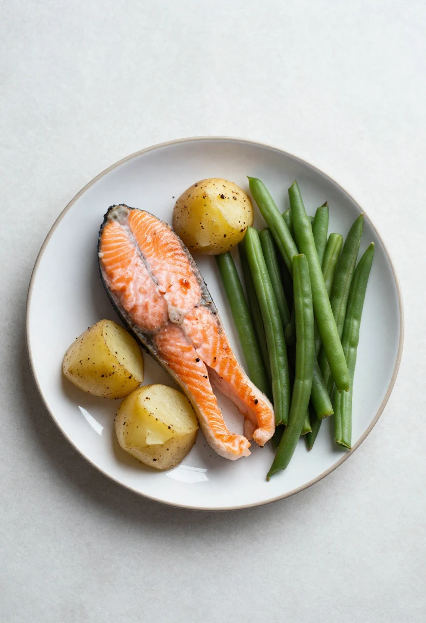 Balanced dinner plate showing portion awareness without counting calories