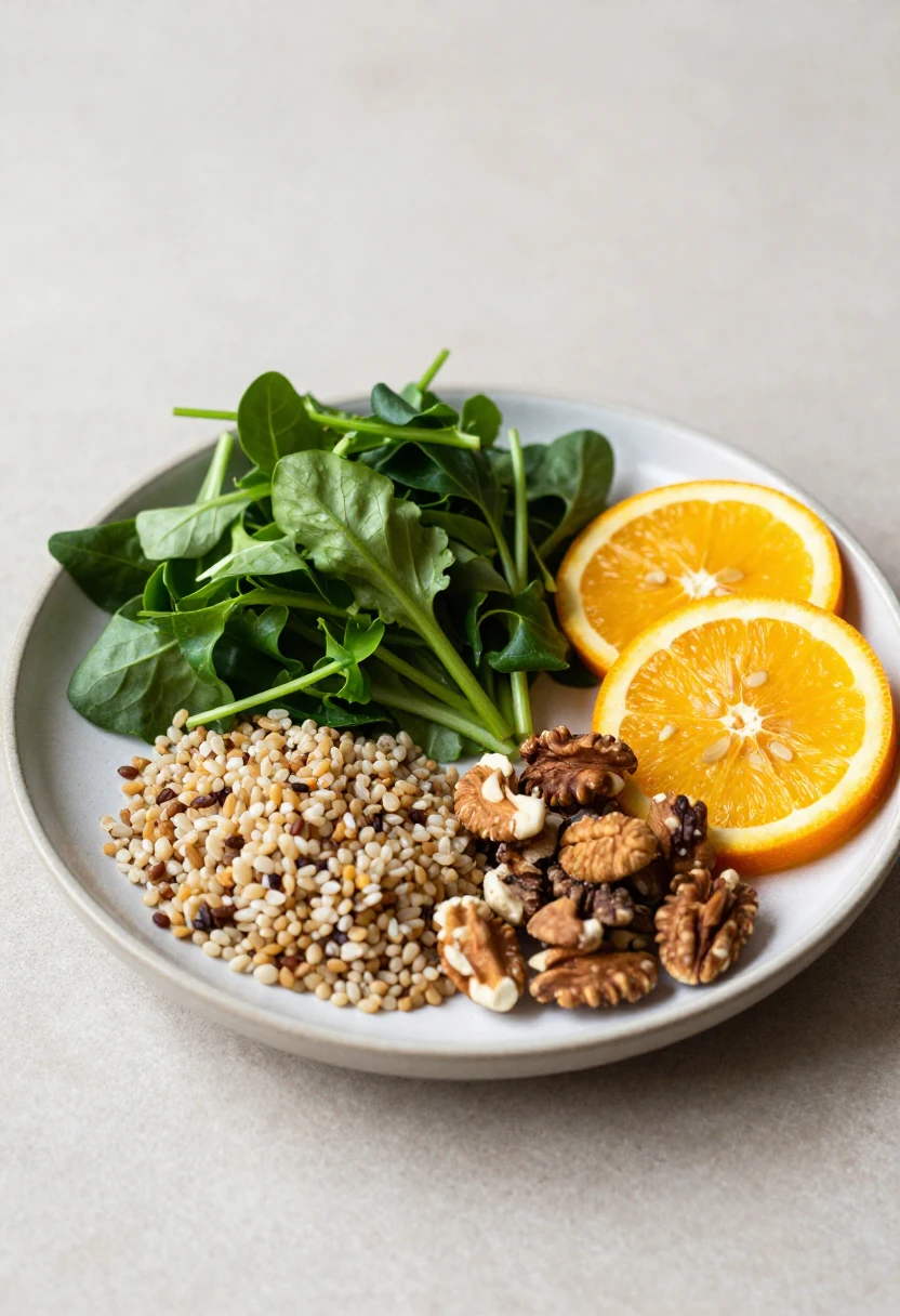 A balanced skin-friendly plate with fresh whole foods