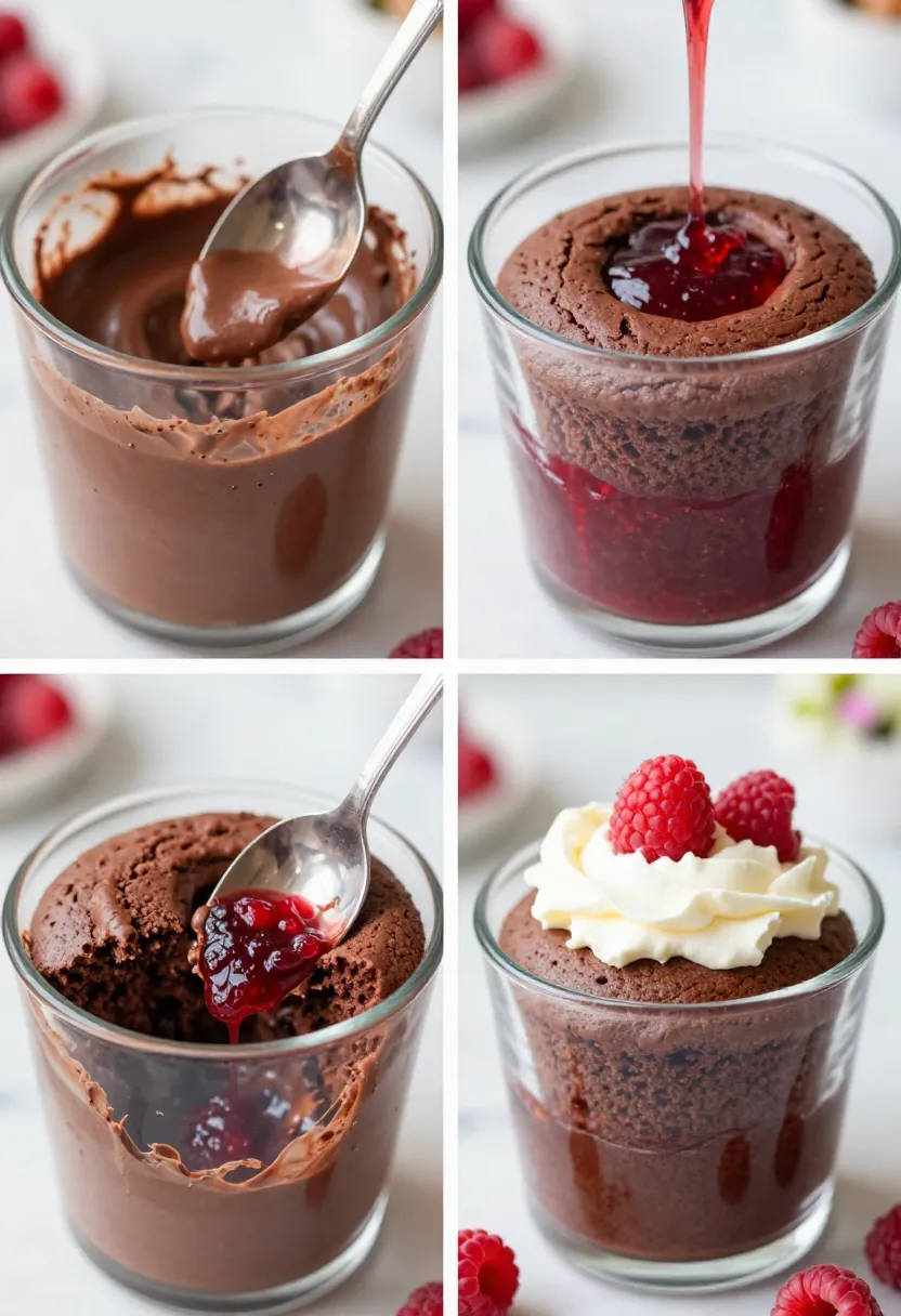 Collage showing mistakes and tips for perfect chocolate mug cake in glass