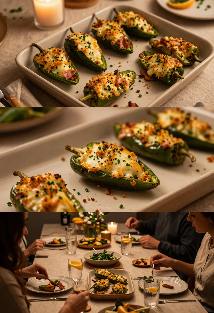 Baked jalapeño poppers served in a warm sharing atmosphere