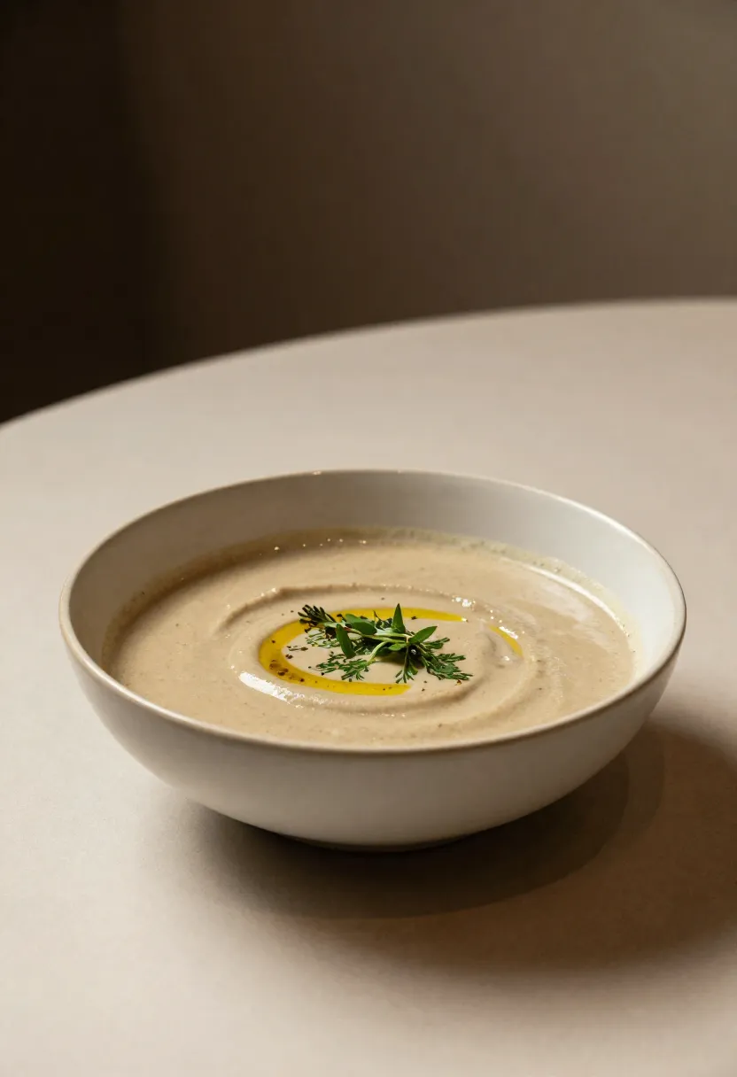 Elegant mulligatawny soup in restaurant-style presentation