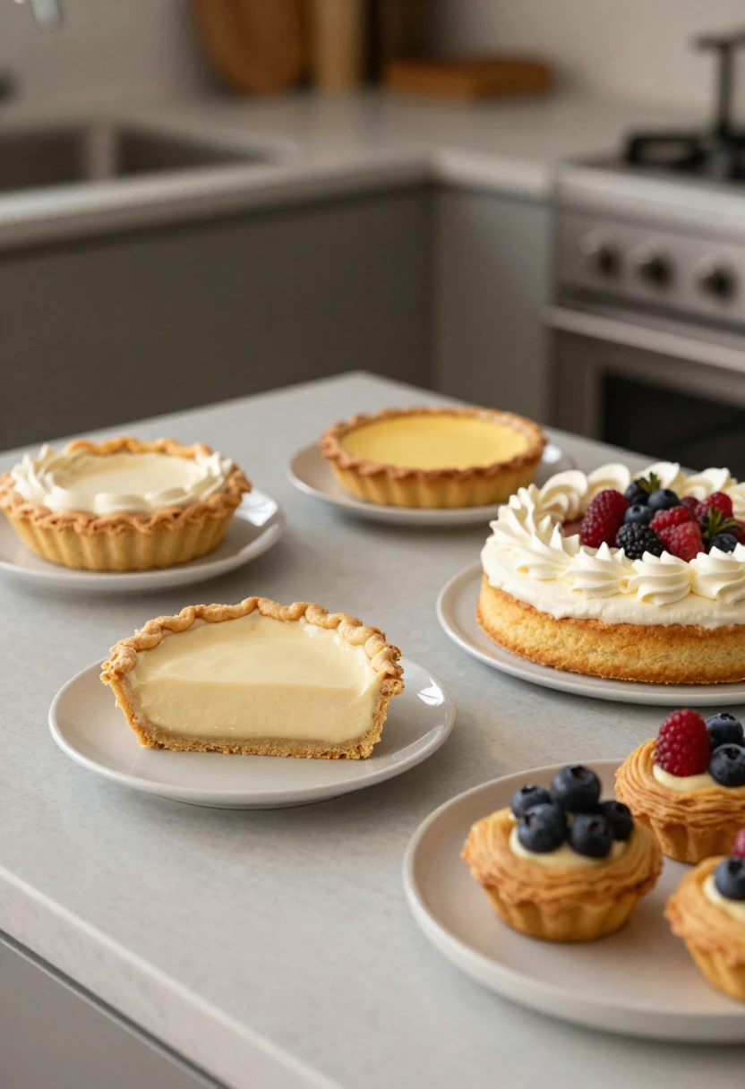 Delicate cream pies, custard desserts, and fresh fruit pastries that do not freeze as well.