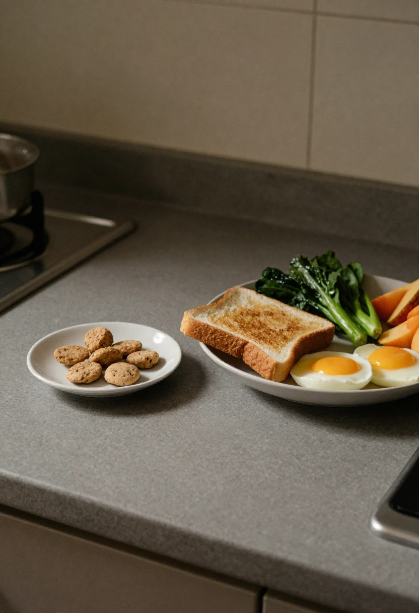 Small low-calorie snack beside a balanced meal showing common calorie counting mistakes