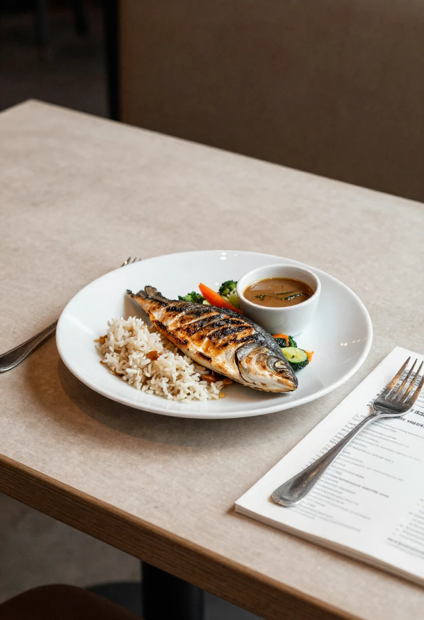 Simple restaurant meal with sauce on the side for safer dining with food allergies.