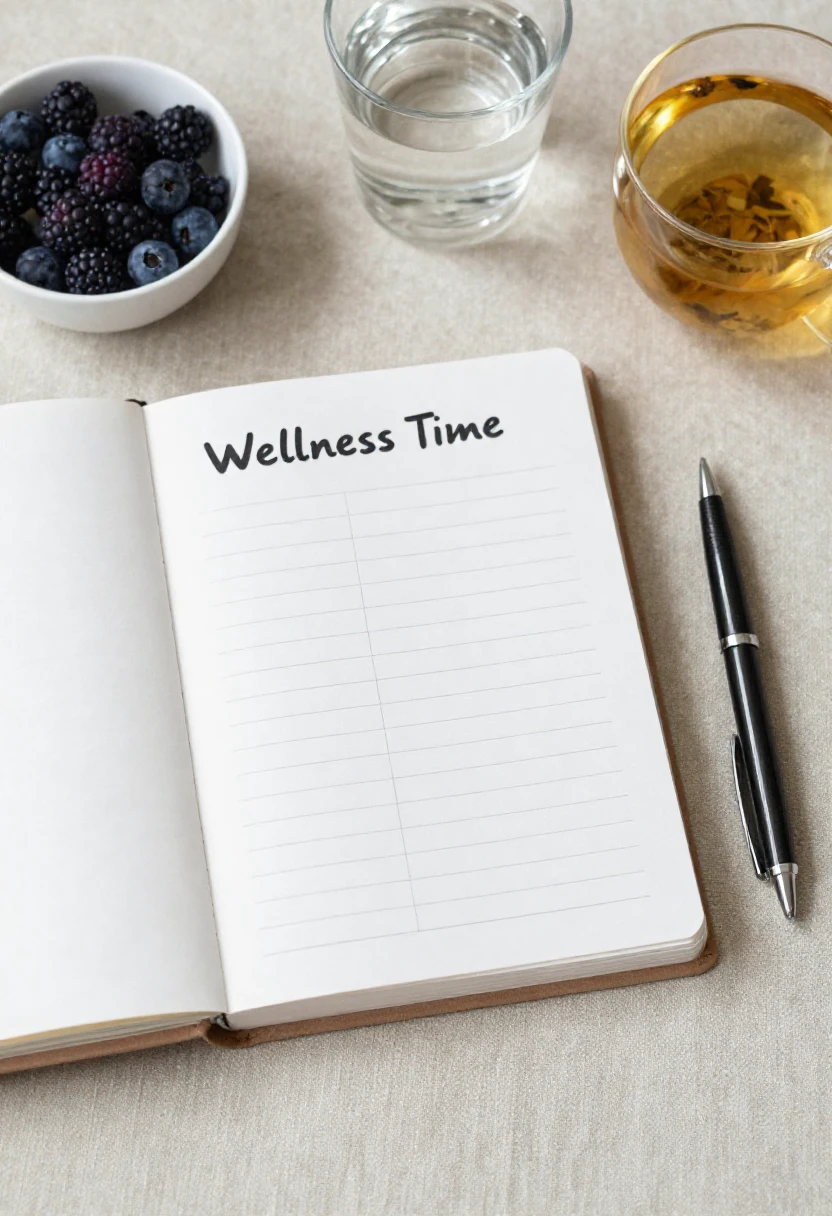 Simple autoimmune support plan with wellness notes, berries, water, and herbal tea.