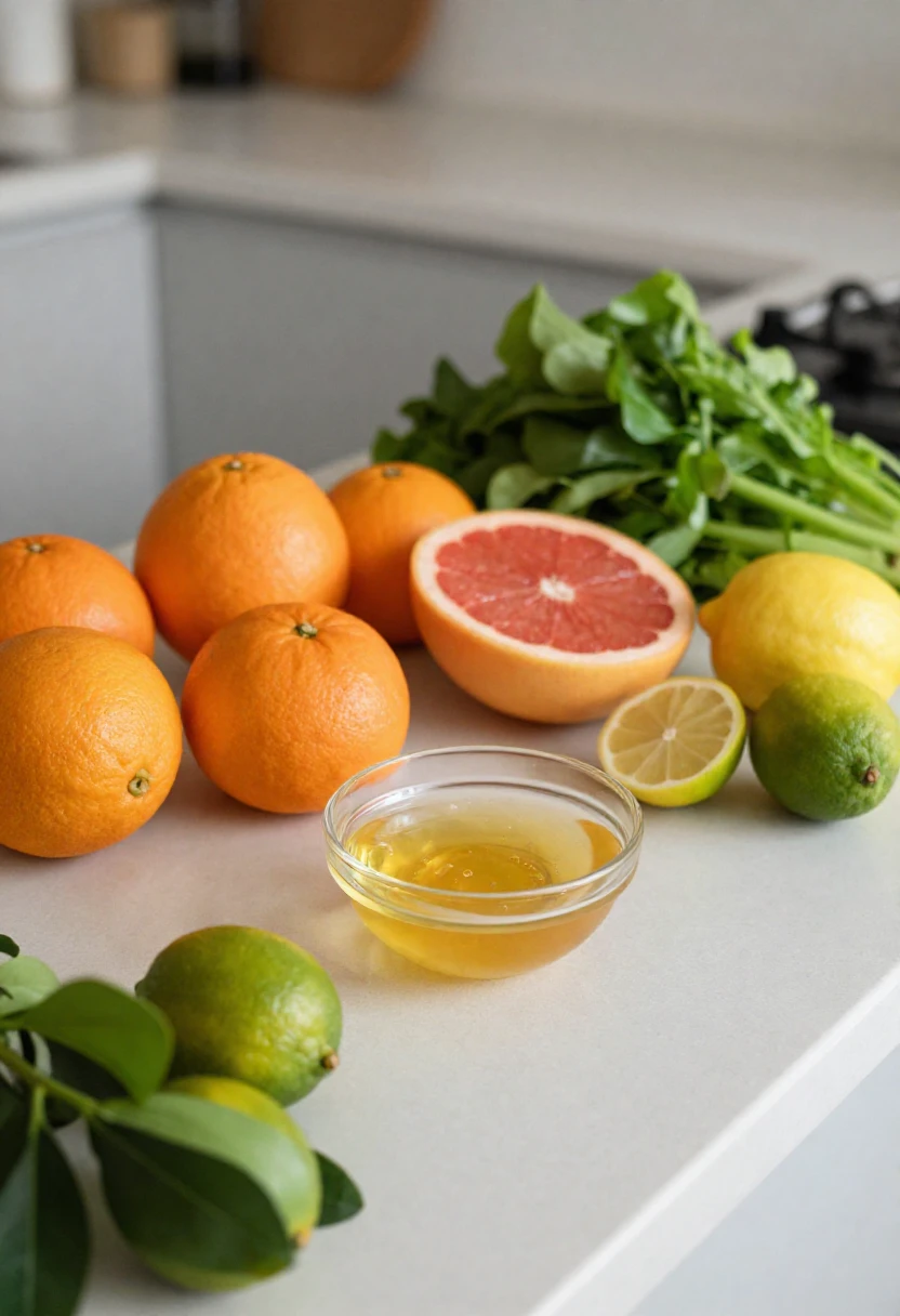 Fresh citrus fruits that provide vitamin C for collagen-friendly meals.