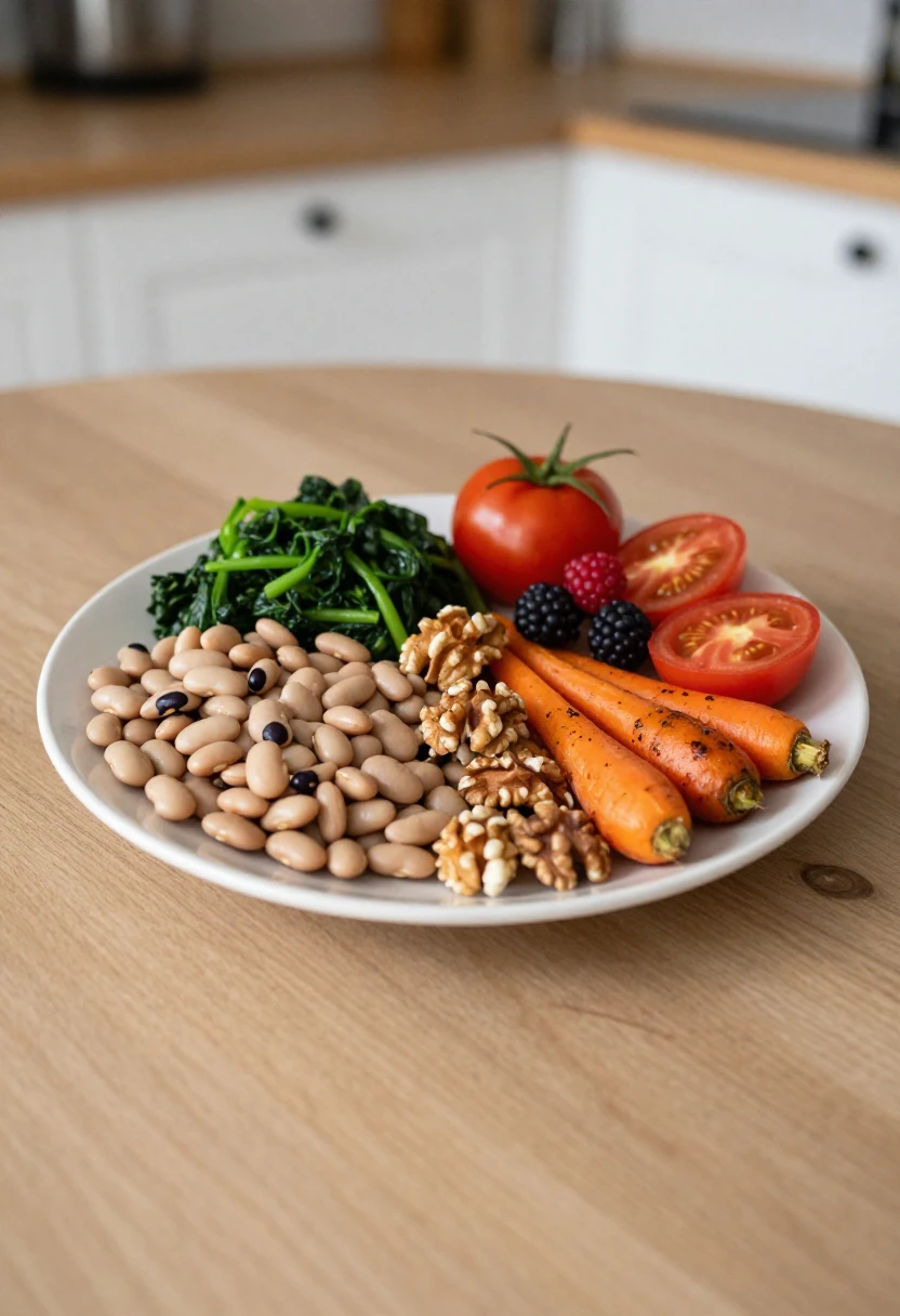 A colorful antioxidant-rich meal showing the importance of variety beyond just one healthy food.
