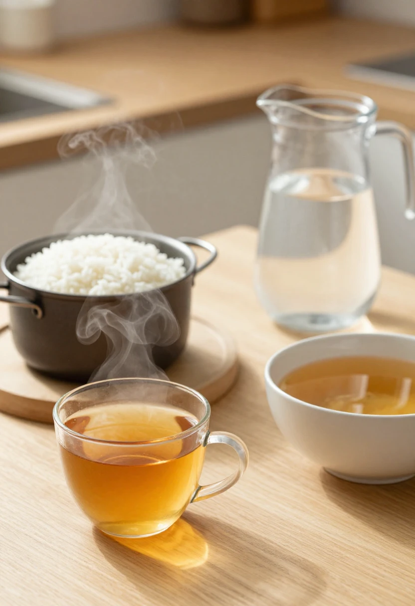 Filtered water used for tea, rice, soup, and everyday cooking