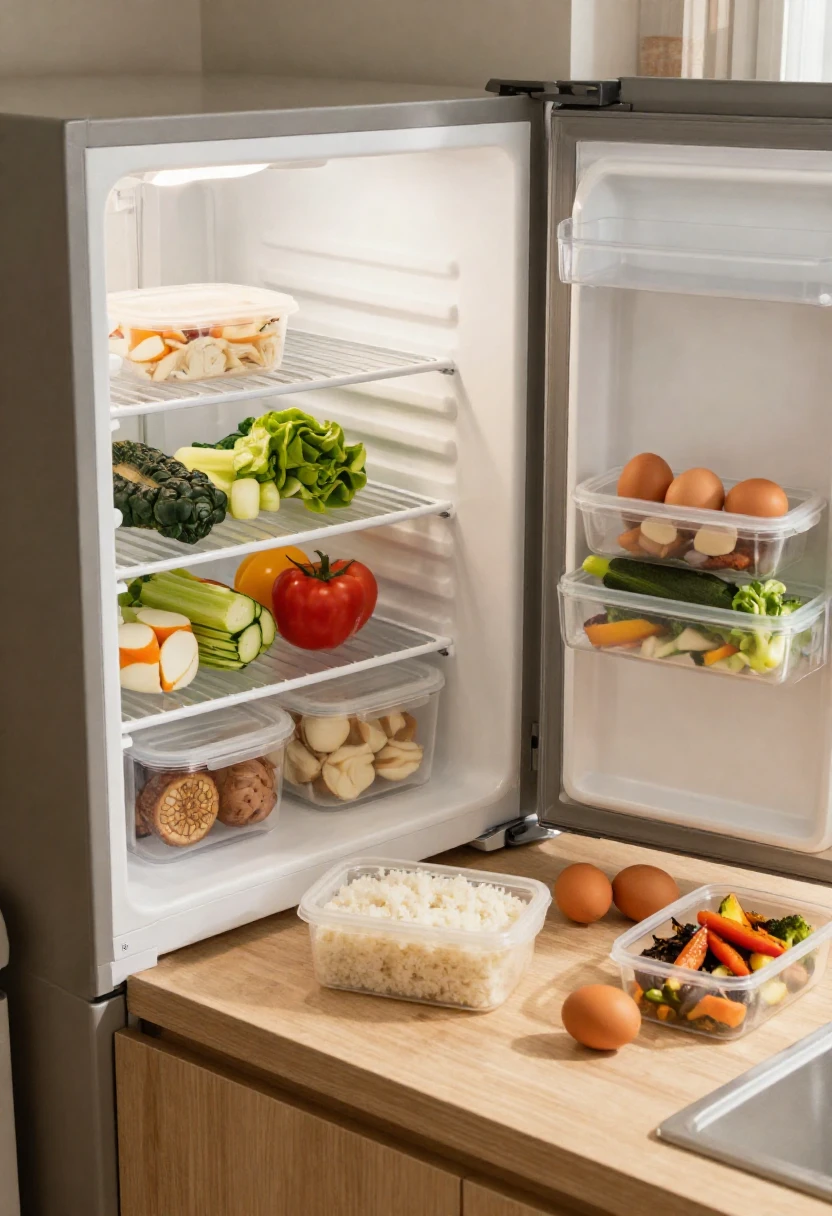 Simple meal planning ingredients prepared to reduce weekly food waste.
