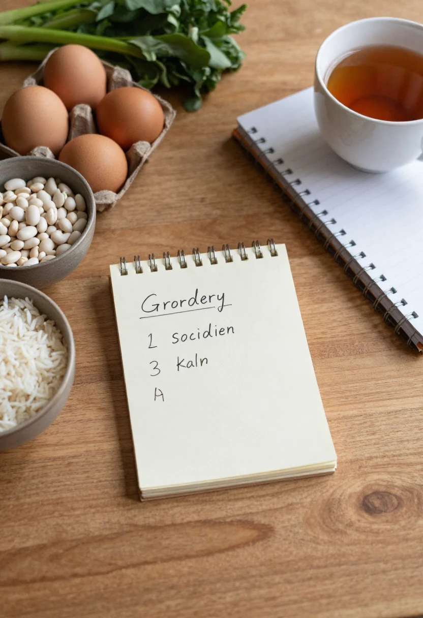 Simple meal planning with basic groceries for realistic healthy eating.